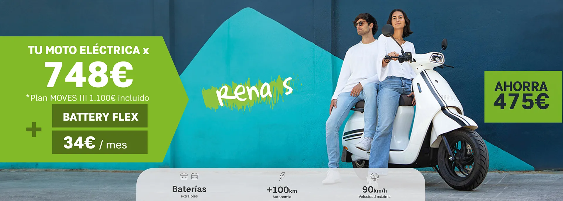 Arena Rena S - Tu moto eléctrica por 748€ + Battery Flex 34€/mes